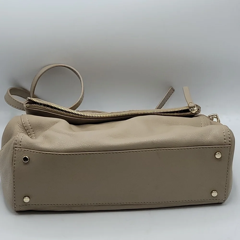 Kate Spade Boerum Place Devin Pebbled‎ Beige Leather Satchel Crossbody Bag